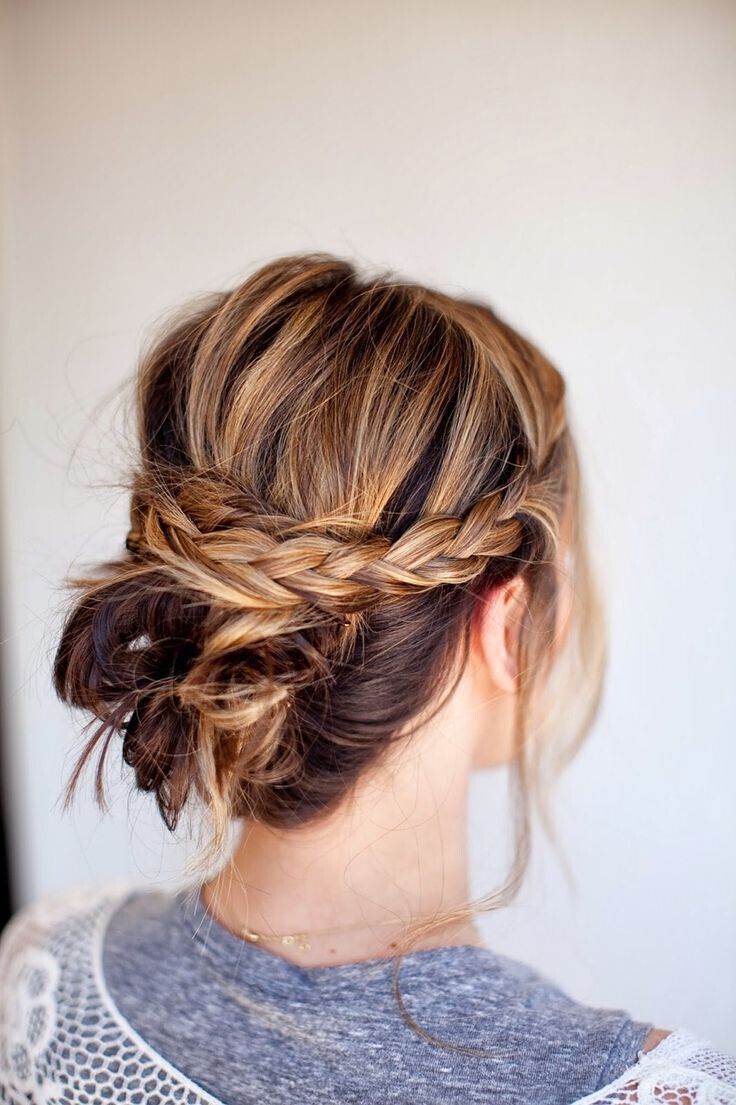 Easy Braided Updo Hairstyle for Medium Hair