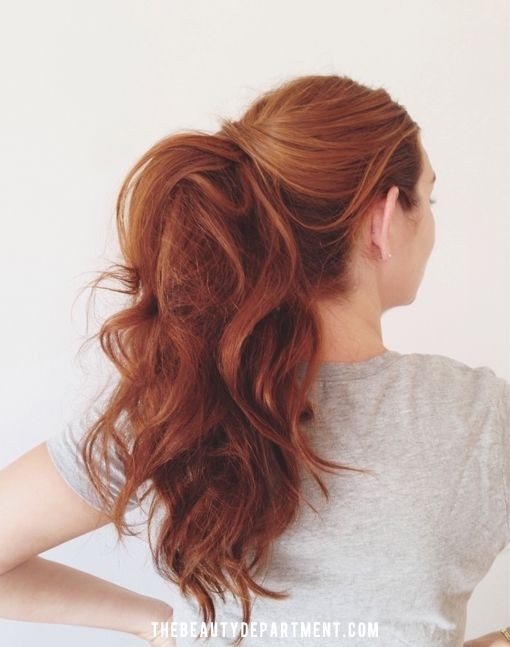Messy Ponytail for Red Wavy Hair