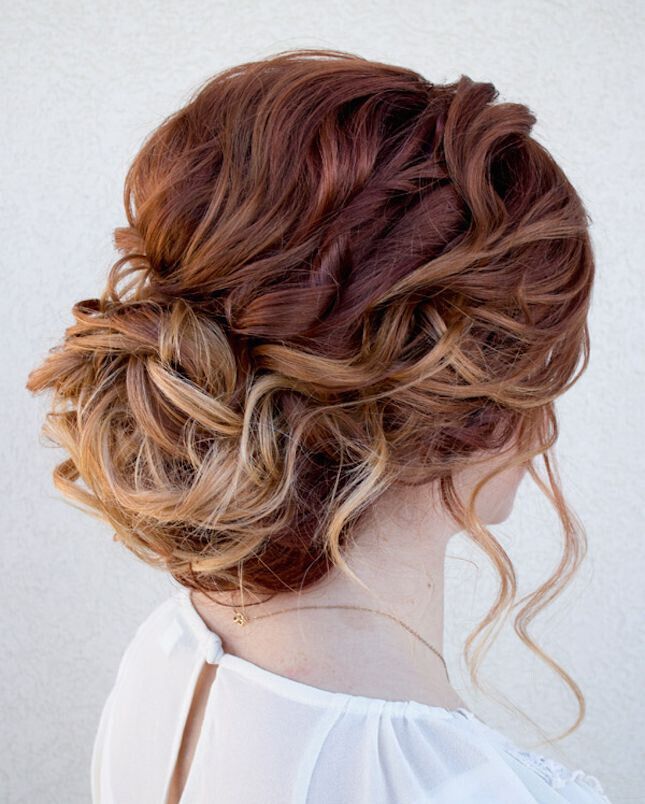 Messy Updo Hairstyle for Curly Hair via