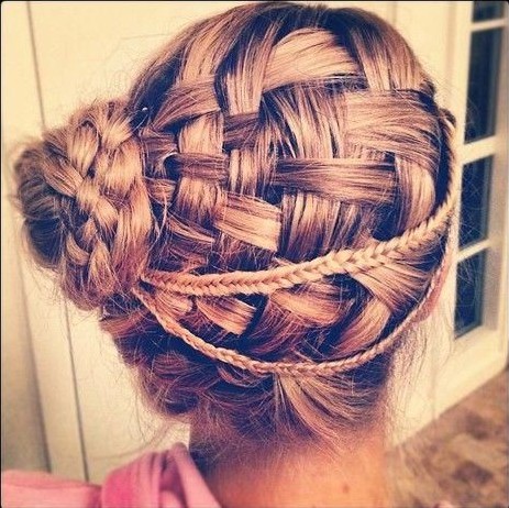 Basket Weave Braided Updo Hairstyle for Prom