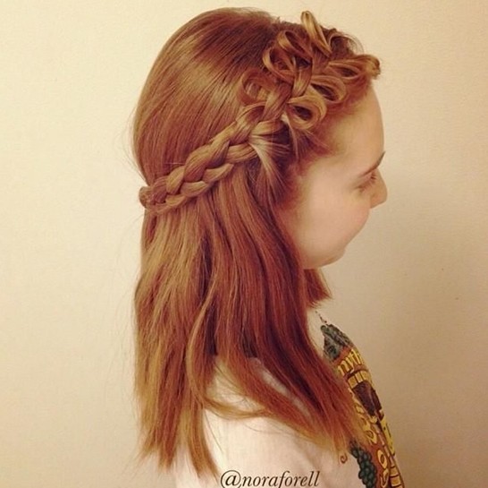 Cute Braided Hairstyle for Medium Hair via