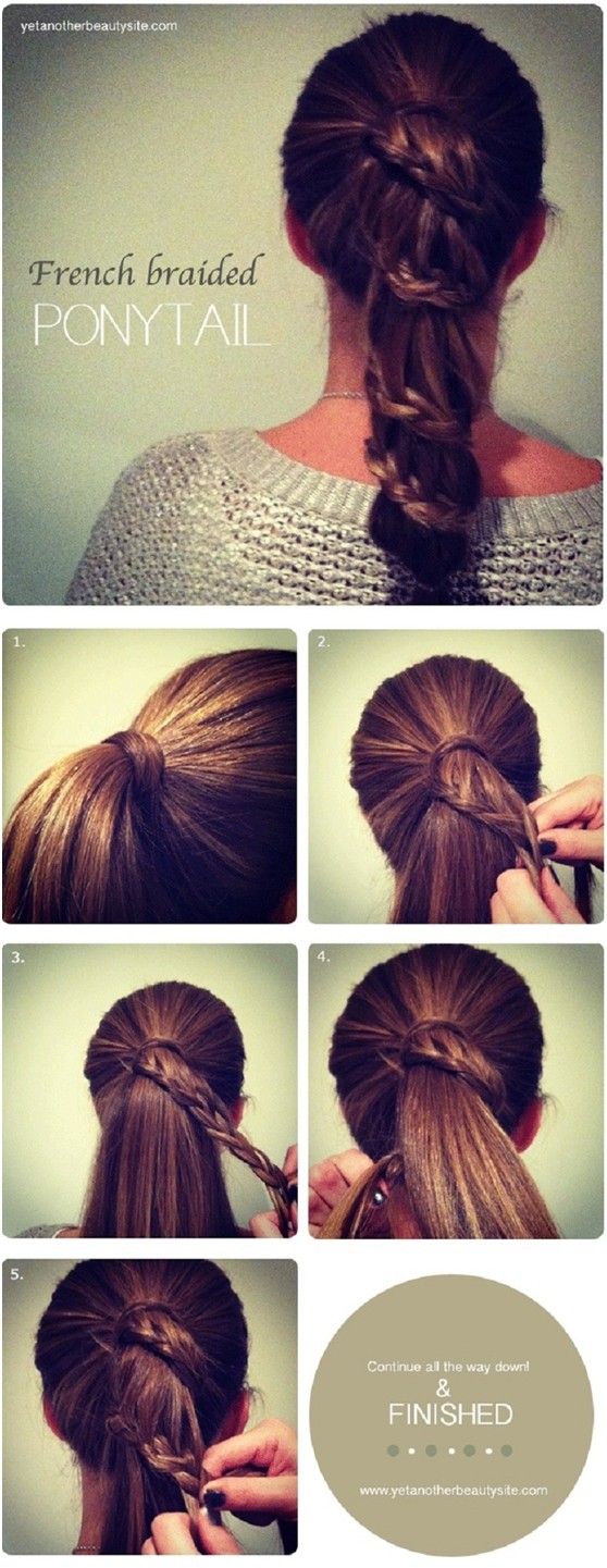 French Braided Ponytail Hairstyle Tutorial