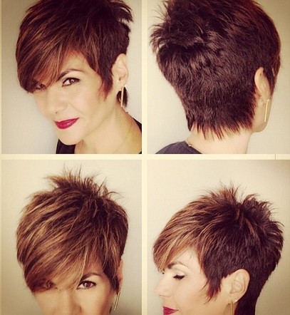 Short Pixie Haircut with Long Side Bangs