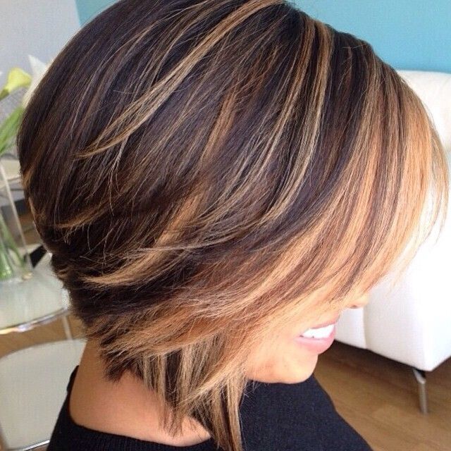 Short Straight Bob Haircut with Blond Highlights