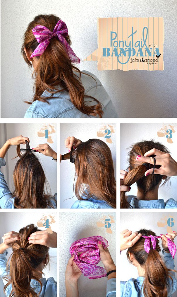 Simple Ponytail Hairstyle With Bandanna