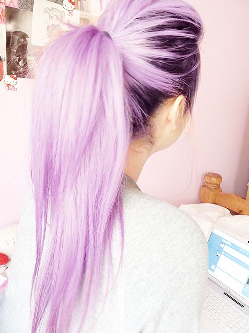 Simple Ponytail for Long Purple Hair