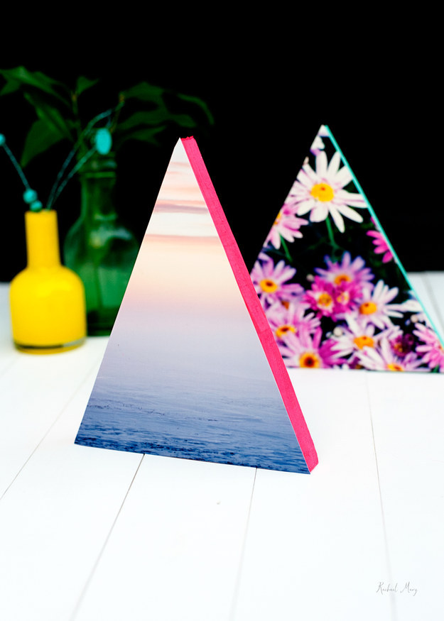 DIY Neon Triangle Photo Frames