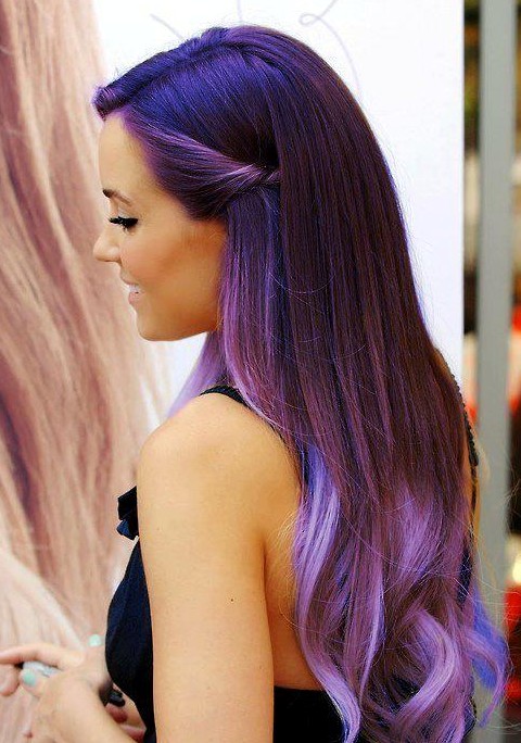 Purple Ombre Hair Color for Long Straight Hair