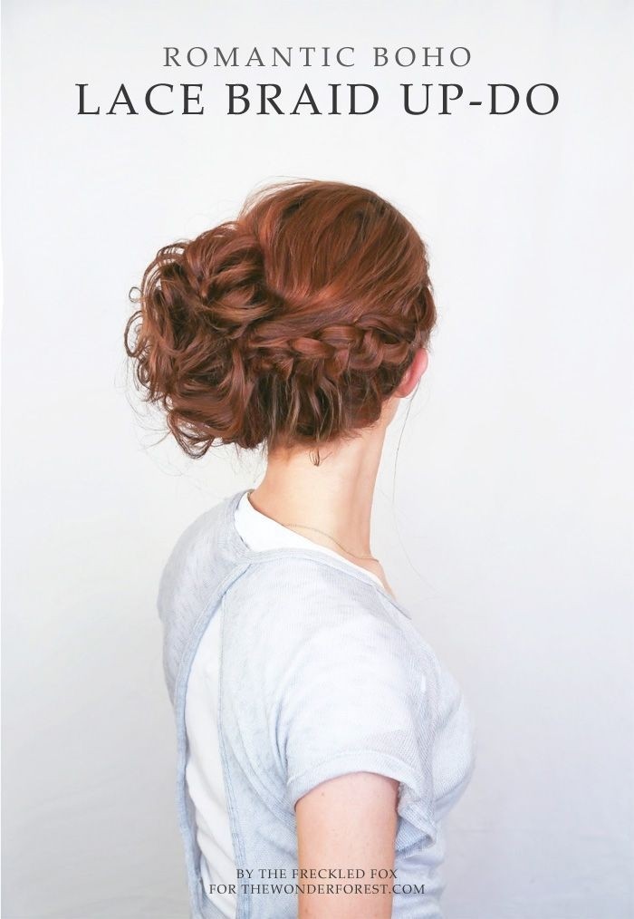 Romantic Lace Braid Updo Hairstyle