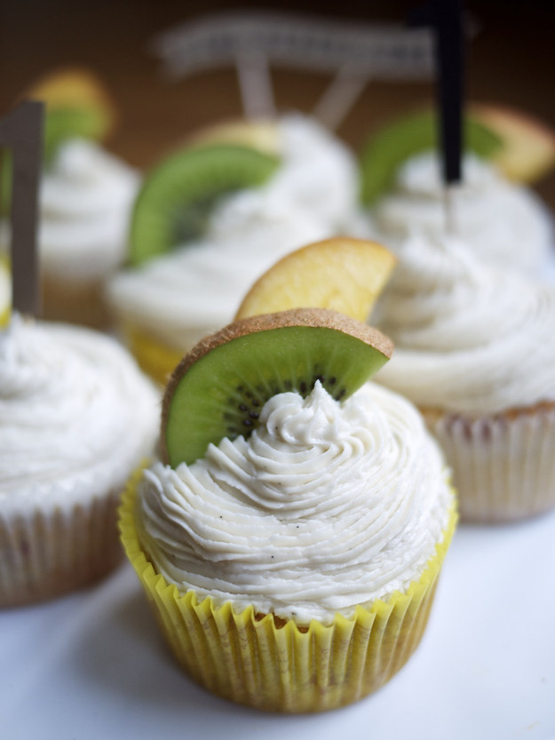 Spiked Peach Cupcakes with Bourbon Buttercream