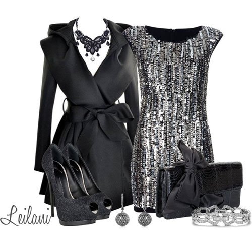 Black Sequined Outfit Look