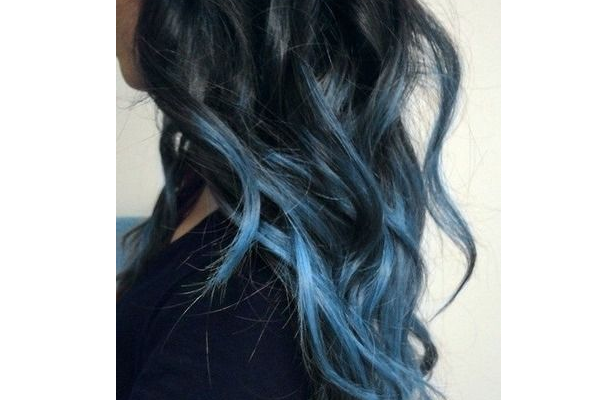 Black and Blue Wavy Hair
