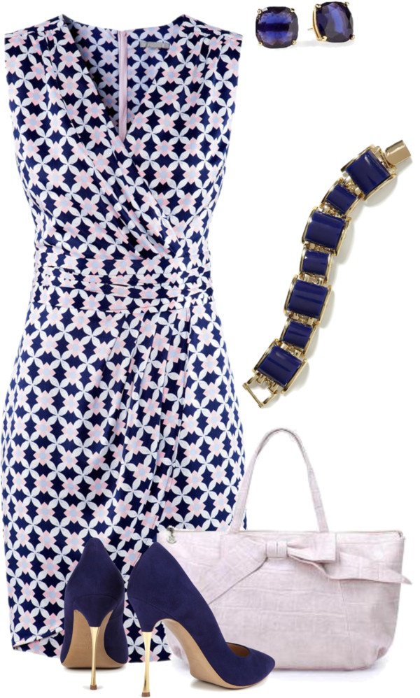 Black and White Printed Dress with Accessories