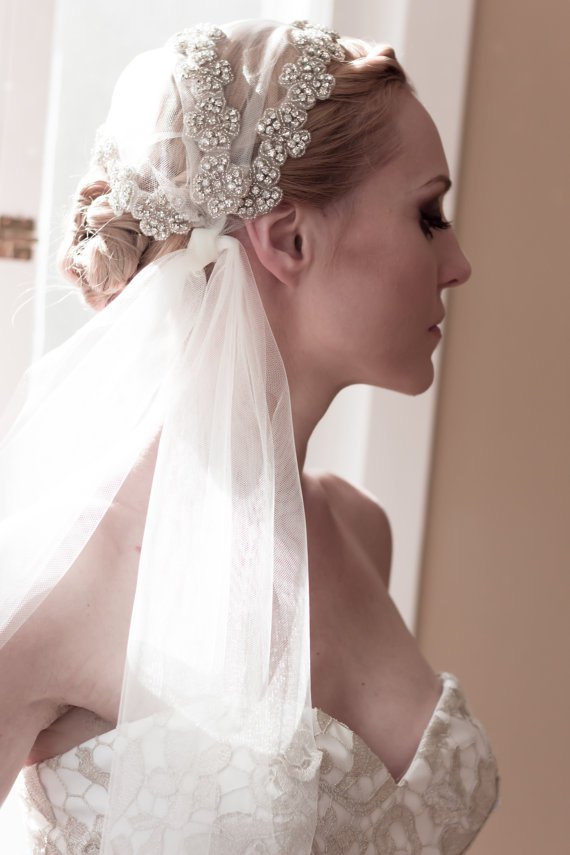 Bridal Updo Hairstyle With Veils and Hairpieces