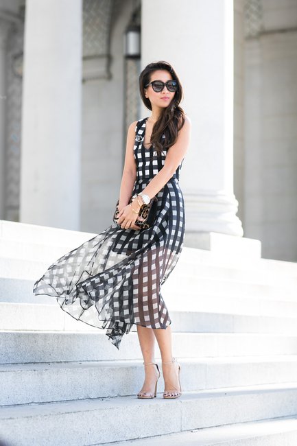 Checkered Long Flowing Dress