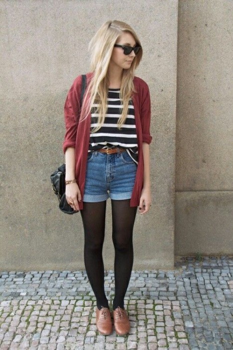 High-Waist Shorts and Striped Top