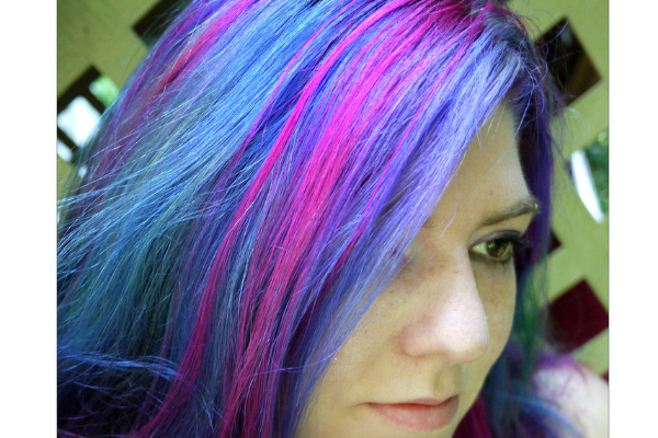 pink blue hair highlights