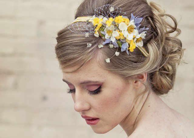 Messy Updo Hairstyle With Flowers