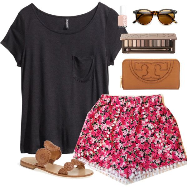 Simple Black Tee and Floral Shorts