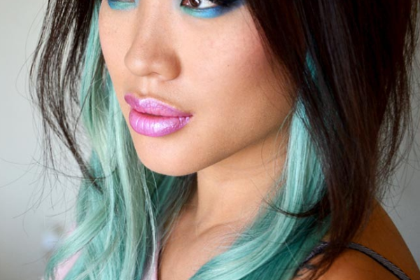 Turquoise Highlights for Brunette Hair