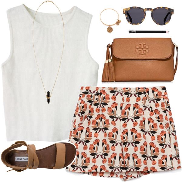 White Crop Top and High-Waist Floral Shorts