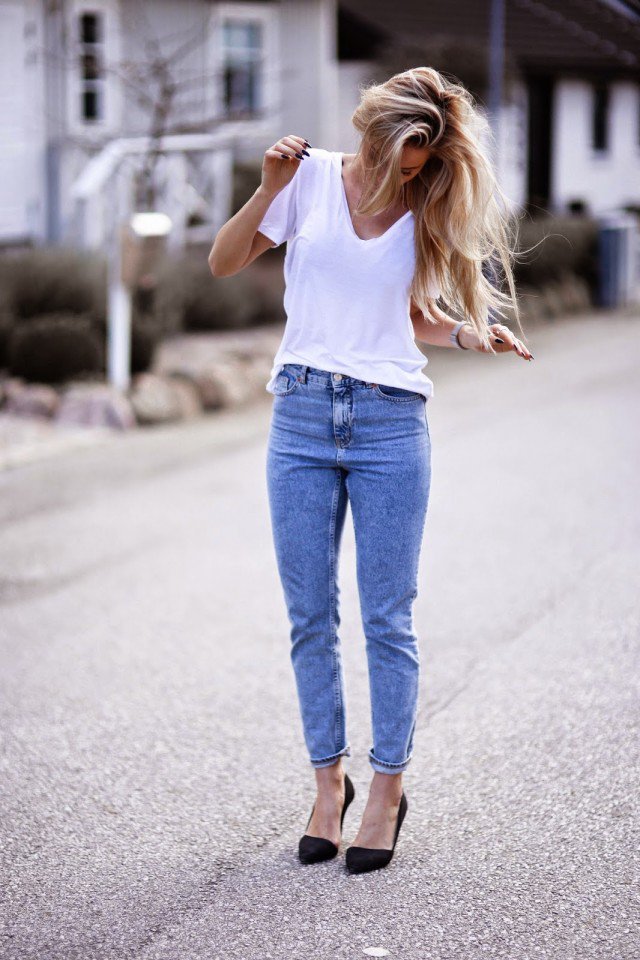 White T-Shirt with Jeans