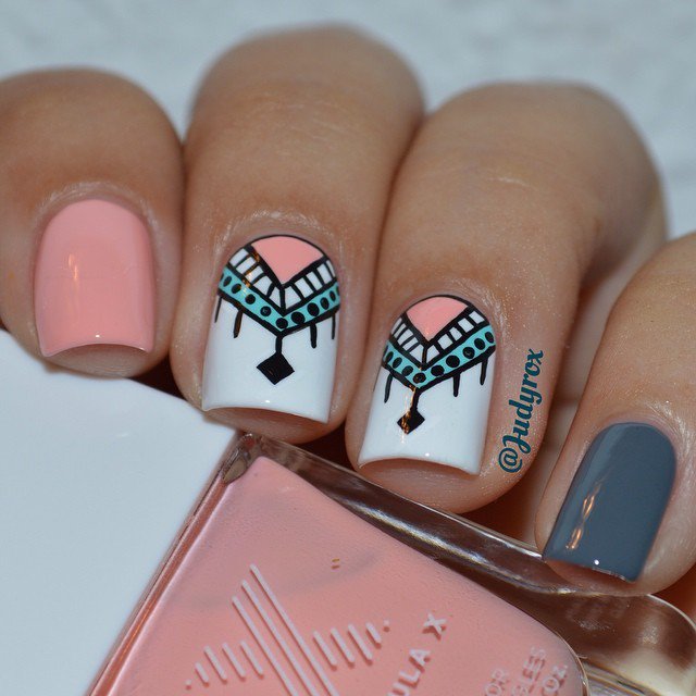 Cute Aztec Nail Art Design