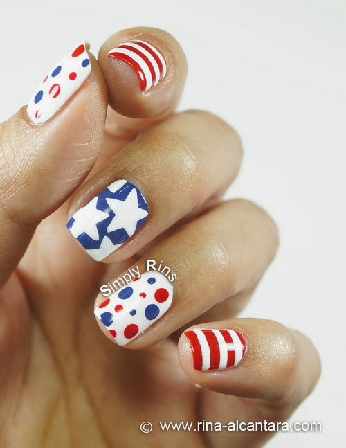 Dots, Stripes and Stars for Manicure Idea