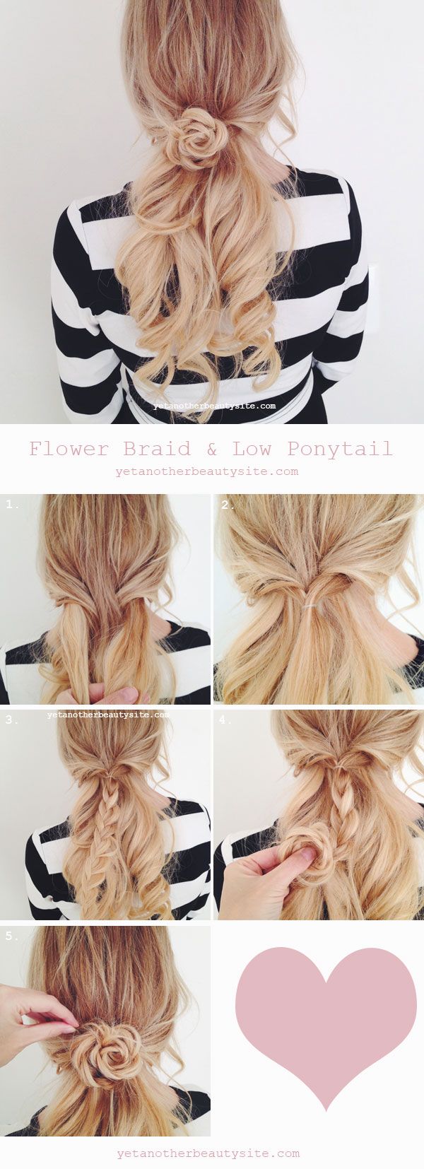 Flower Braid Low Ponytail Hairstyle Tutorial