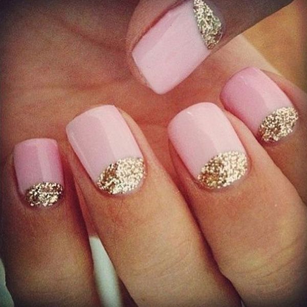 Glittery Pink Nail Art Design