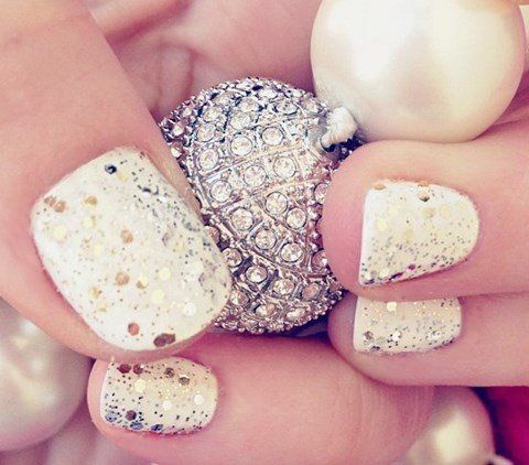 Gold Glitter Wedding Nail Idea