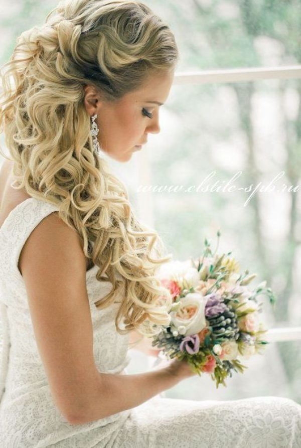 Half Up Half Down Wedding Hairstyle for Curly Hair