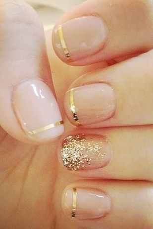 Pink and Gold Nail Design for Long Nails