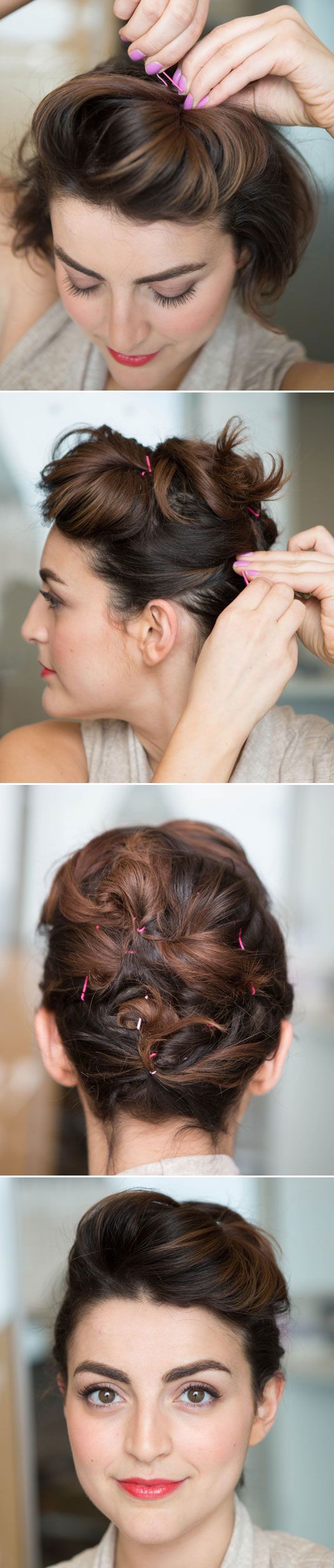 Pinned Updo Hairstyle Tutorial for Short Hair