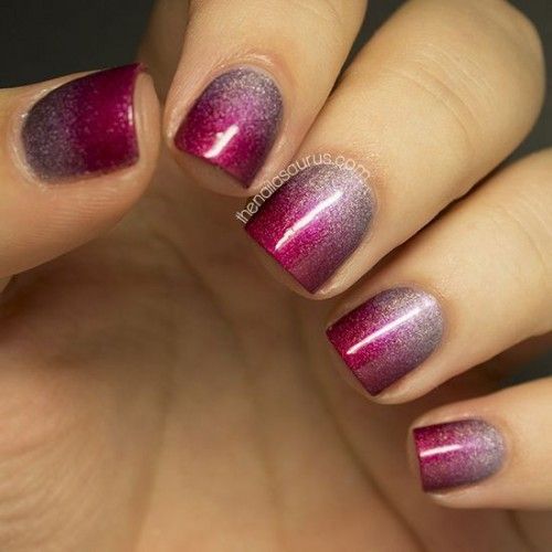 Purple Ombre Wedding Nail Idea