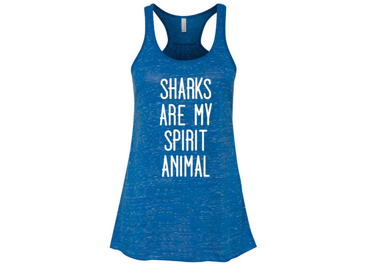 Sharks Are My Spirit Animal Bella Brand Flowy Racerback Tank, $20