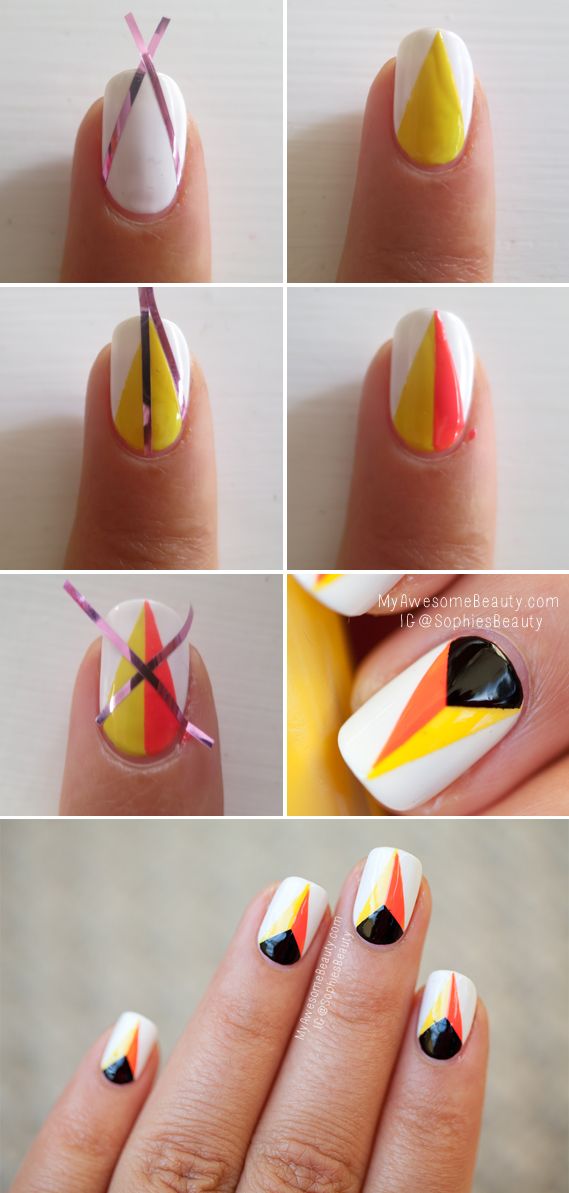 White and Orange Nail Design Tutorial