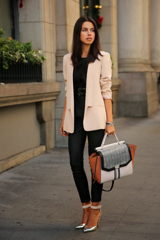 Beige and Black Outfit Look