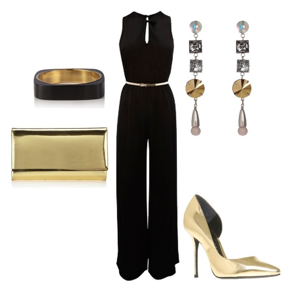 Black and Gold Night Out Outfit Idea