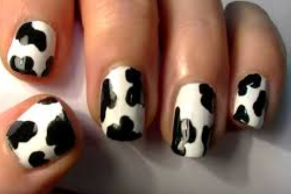 Black and White Cow Print Nails