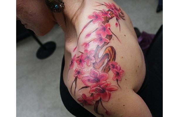 Cherry Blossom Shoulder Tattoos