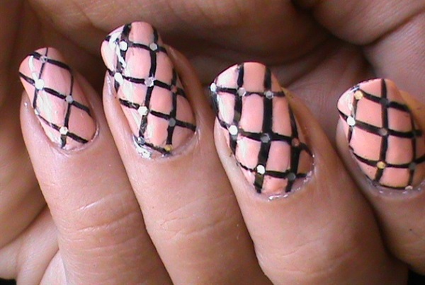 Embellished Fishnet Nail Design
