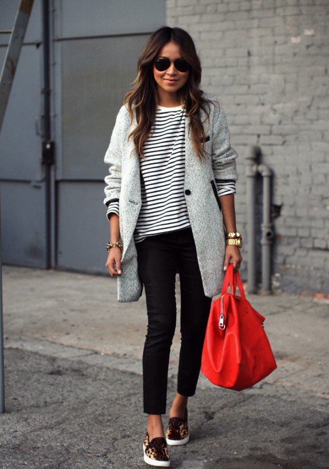 Grey Coat with Black Jeans