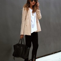 Nude Blazer with Black Jeans