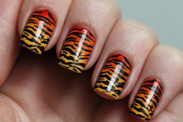 Ombre Tiger Print Nails