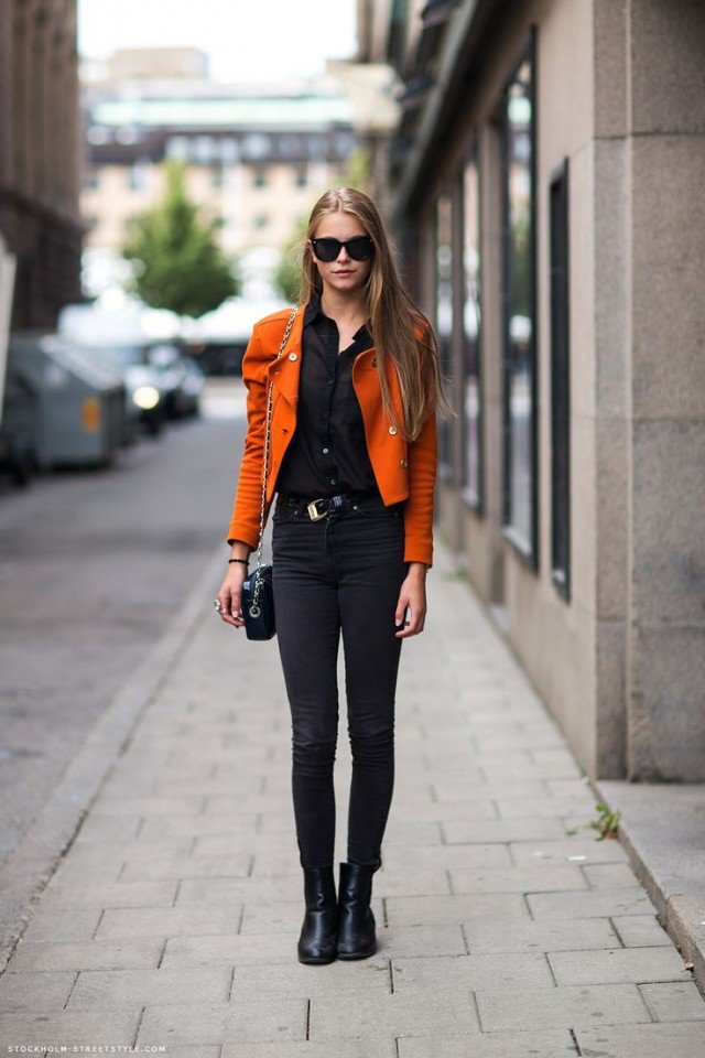 Orange Blazer with Black Jeans