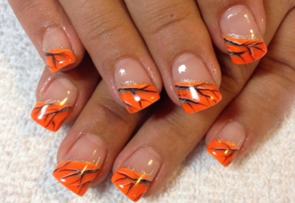 Orange Camouflage Nail Design