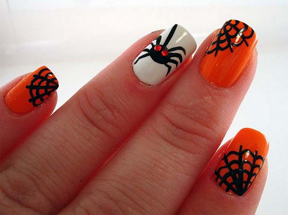 Orange Halloween Nail Design
