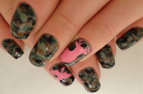 Pink Camouflage Nail Design