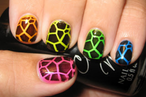 Rainbow Giraffe Print Nails